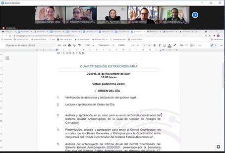 Cuarta Sesión Extraordinaria de Comisión Ejecutiva de la SESEA (25/11/2021)